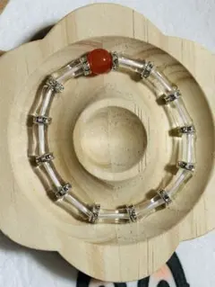 オレンジストーン付きガラスブレスレット