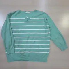DoCLASSE ボーダー ニット 長袖 ミントグリーン XXL
