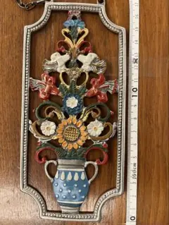 【中古】ドイツ　錫飾り　壁掛け　花瓶