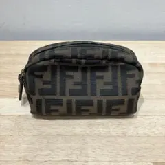 ＋FENDI ズッカ柄 ポーチ ブラウン系 フェンディ 化粧ポーチ ヴィンテージ
