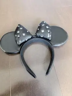 ミニーレザー耳 黒 カチューシャ
