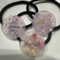 レジン ヘアゴム 3点セット ドライフラワー うさぎ - メルカリ