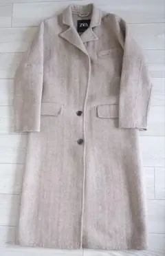 【美品】ZARA ザラ ロングチェスターコート モヘヤ混 ヘリンボーン
