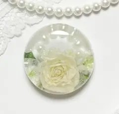 758可憐な♡レジンヘアゴム ホワイトローズA パールリング