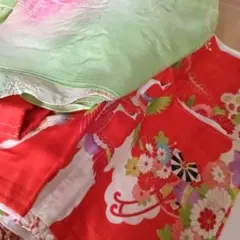 子供着物2着セットレトロ柄赤系花柄和装（を-38S) - メルカリ