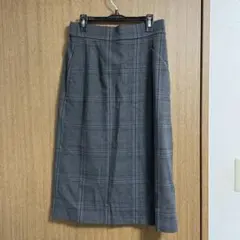 【UNIQLO】グレー チェック柄 タイトスカート ハイウエスト
