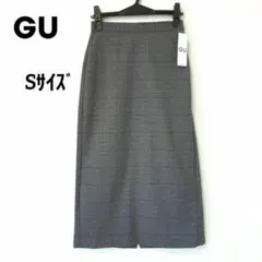 【未着用】GU チェックナロースカート ダークグレー Sサイズ タグ付き