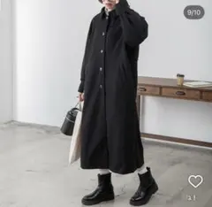 2wayメルトンアンブレラヨークオーバーコート ステンカラー/ブラック