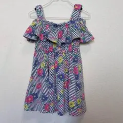 ANAP ストライプ花柄オフショルダーワンピース女の子100のサムネイル