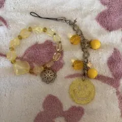 黄色　ニコちゃん　ストラップ　ブレスレット　平成レトロ