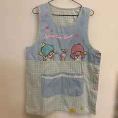 Little Twin Stars 保育士用エプロン 水色 チェック柄のサムネイル