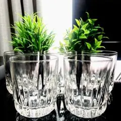 未使用品　ヴィンテージ　東洋ササキガラス　カッティング　ロックグラス　5客セット