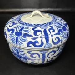 ★伊万里焼！古伊万里 染付 花図 蓋物 1点/食器！★管理176
