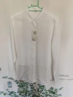 UNIQLO レーヨンブラウス 長袖 ホワイト Mのサムネイル