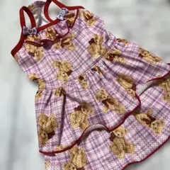 강아지 옷 핸드메이드 티어드 캐미 드레스
