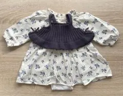 プティマイン 80 花柄ワンピース　ビスチェ付き