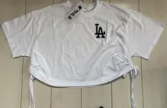 新品　 Mサイズ　MLB ドジャース　半袖Tシャツ　ショート丈　リボン　白のサムネイル