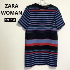 ZARA WOMAN ボーダーワンピース Sサイズ 半袖のサムネイル