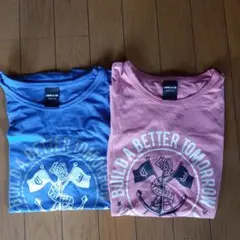 ＊COMME CA ISM＊ブルーとピンクにプリント入りTシャツ 2枚セット＊のサムネイル