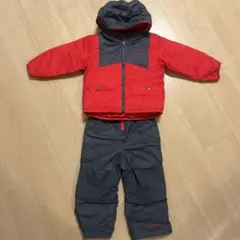 【美品】Columbia 子ども用スキーウェア 赤/グレー ジャンプスーツ 3T