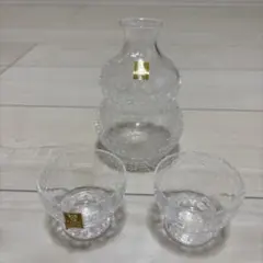 加賀美 ひび割れ模様 ガラス酒器 3点セット
