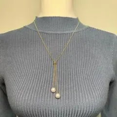 【新品】パール付き ロングネックレス