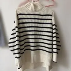 chocol raffine robe ボーダー ハイネックニット