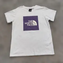 ノースフェイス　半袖Tシャツ　白　パープル　アウトドア　ロゴTシャツ