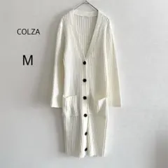 COLZA コルザ ロングカーディガン ニット リブ ホワイト 白 M 長袖のサムネイル
