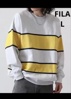 FILA フィラ　スウェット　トレーナー　L　メンズ　メッシュボーダー　グレー