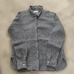 ユニクロ　プレミアムリネンシャツ　ギンガムチェック柄　Mサイズ
