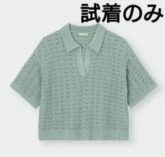 GU ジーユー 透かし編みスキッパー ポロセーター L ニット ポロ セーター