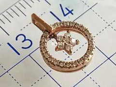 K10PG リング揺れるスターネックレス トップ ダイヤ 0.15ct 0.5g