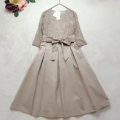 タグ付き✨洗える✨AG 異素材ドッキング パーティードレス ベージュ M