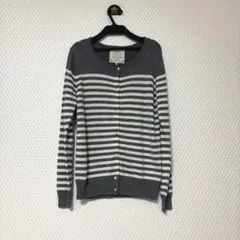 khalita ボーダー 長袖カーディガン 新品未使用品 グレー 白