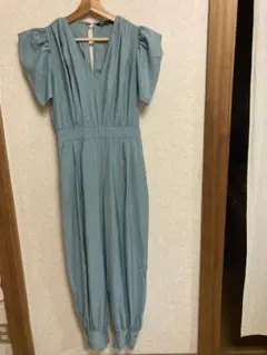 ZARA 青 オールインワン フロントVネック