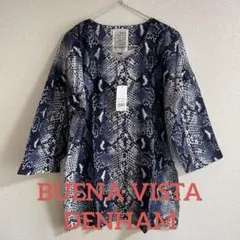[新品]BUENA VISTA DENHAM 鯉口シャツ パイソン柄 デンハム紺のサムネイル