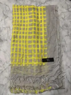 ヨウジヤマモトウールマフラー グレーとイエロー フリンジ付き ヨウジヤマモトウールマフラー グレーとイエロー フリンジ付き