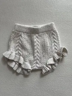 ベビー ニットブルマ かぼちゃパンツ フリル ケーブル編み 70cm 73cm