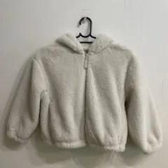 【美品】GU フェイクファーフーディジャケット ホワイト【120】