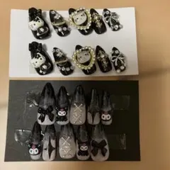 ハローキティ ・クロミ地雷系ブラックネイルチップ 2セット