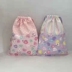 ハンドメイド巾着袋25×20 給食袋　コップ袋　入園入学　ユニコーン