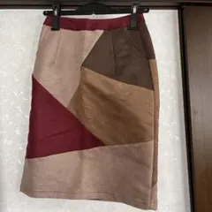 スカート　パッチワーク　膝丈のサムネイル