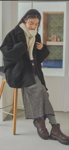 最終出品！niko and … ライトモッサドルマンジャケットコート ブラック