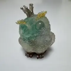 聖なる夜の守人｜虹入りヒマラヤ水晶(41.3㎜)フクロウ台座セット
