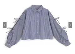 ストライプ柄リボンスリーブシャツ［nk50］