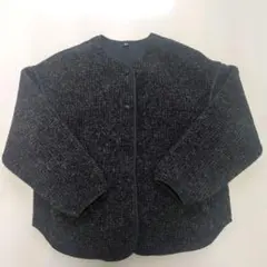 美品ユニクロ ボアフリース リラックスカーディガン ダークグレーSサイズ