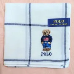 ポロラルフローレン　ハンカチ　ポロベア　チェック(ホワイト)