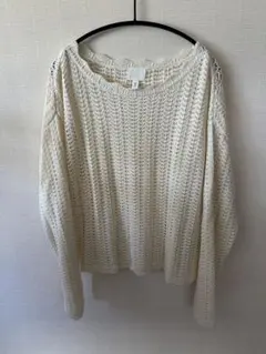 H&M 透かし編みニット 長袖 ホワイト Mサイズ