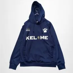 ケルメ パーカー ロゴ✕肉球プリント プルオーバー 紺 ドロスト スポーツ